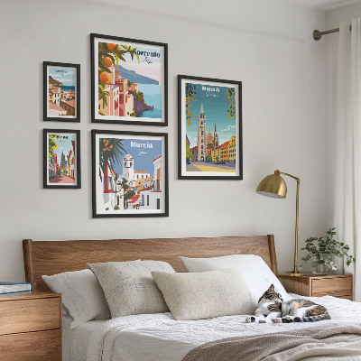 Set om 5 tavlor Europeiska städers arkitektur