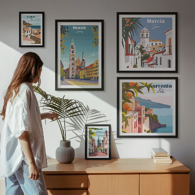 Set om 5 tavlor Europeiska städers arkitektur