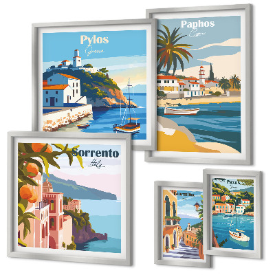 Set om 5 tavlor Havslandskap i europeiska städer