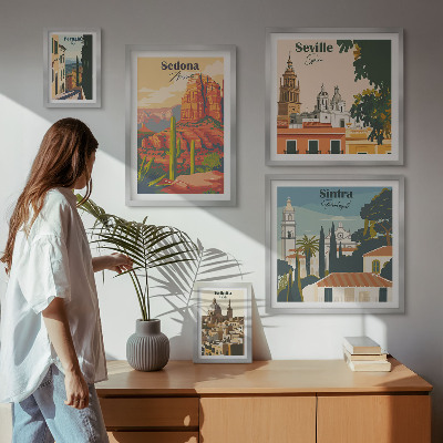 Set om 5 tavlor Turistlandskap i världen