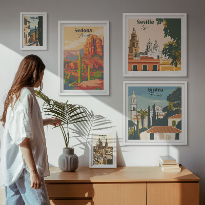 Set om 5 tavlor Turistlandskap i världen