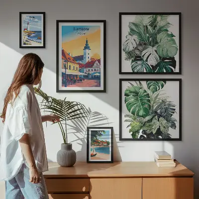 Väggdekoration tavelset med motiv av floran i polska kuststäder