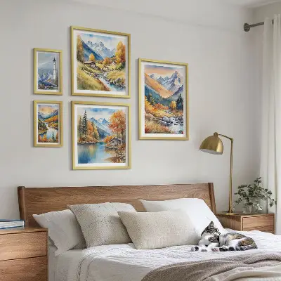Fyr i bergsfloder tavelset med 5 delar