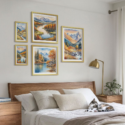 Set om 5 tavlor Höstberg floder hus