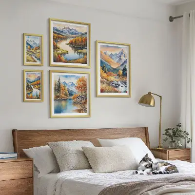 Höstberg floder hus tavelset med 5 delar