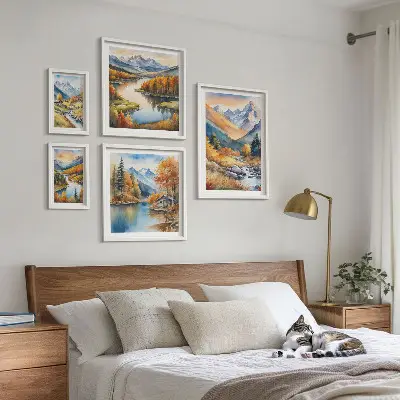 Höstberg floder hus tavelset med 5 delar