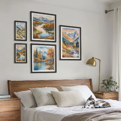 Höstberg floder hus tavelset med 5 delar