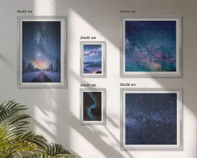 Tavelvägg Kosmiska nattlandskap med 5 tavlor