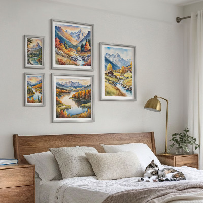 Väggdekoration tavelset Landskap med berg, floder, skogar