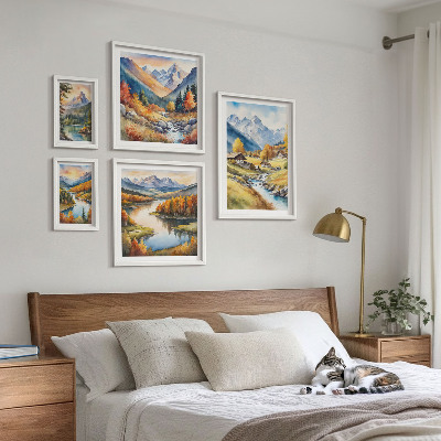 Väggdekoration tavelset Landskap med berg, floder, skogar