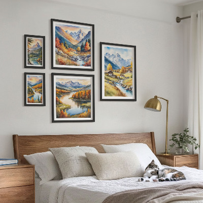 Väggdekoration tavelset Landskap med berg, floder, skogar
