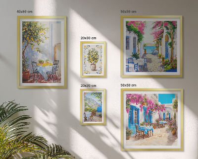 Set om 5 tavlor Charmiga landskap med blommor