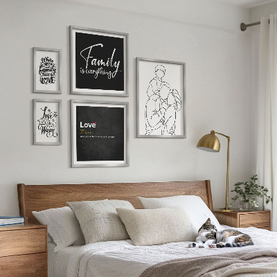 Set om 5 tavlor Familjevärderingar om kärlek och närhet