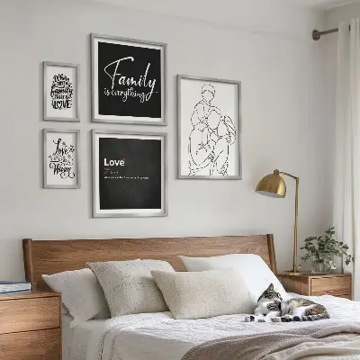 Familjevärderingar om kärlek och närhet set med 5 tavlor