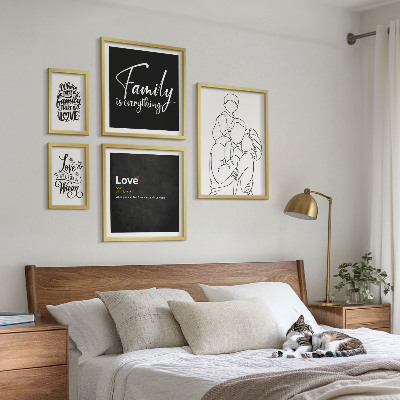 Set om 5 tavlor Familjevärderingar om kärlek och närhet