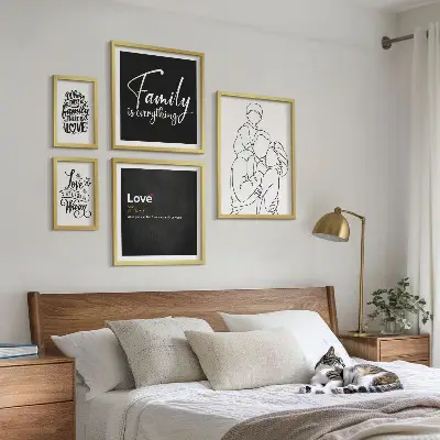 Familjevärderingar om kärlek och närhet set med 5 tavlor