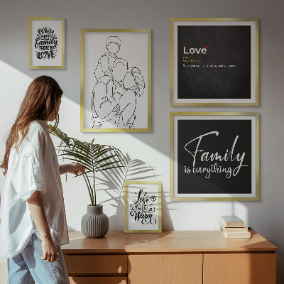 Set om 5 tavlor Familjevärderingar om kärlek och närhet