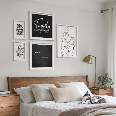 Set om 5 tavlor Familjevärderingar om kärlek och närhet