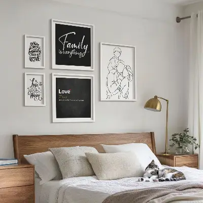 Familjevärderingar om kärlek och närhet set med 5 tavlor