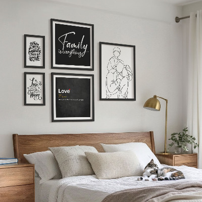 Set om 5 tavlor Familjevärderingar om kärlek och närhet
