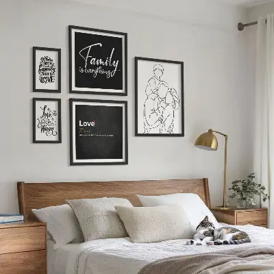 Familjevärderingar om kärlek och närhet set med 5 tavlor