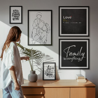 Set om 5 tavlor Familjevärderingar om kärlek och närhet