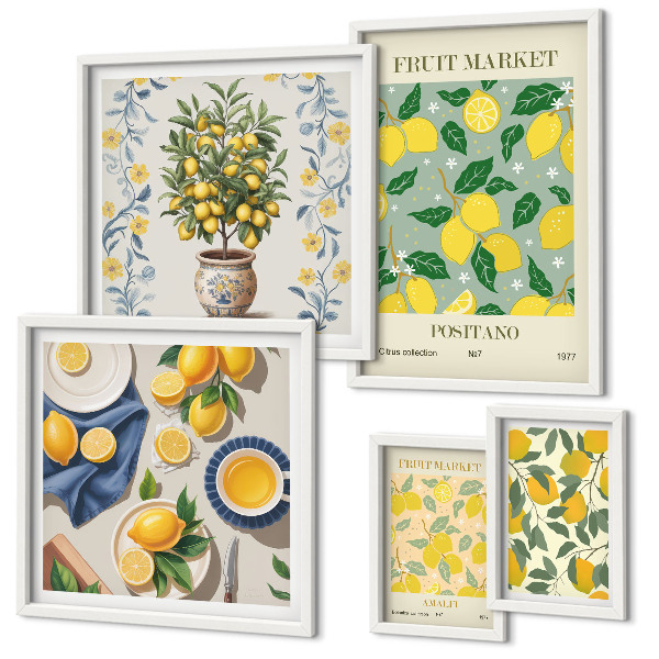 Set om 5 tavlor Citrusfruktmönster