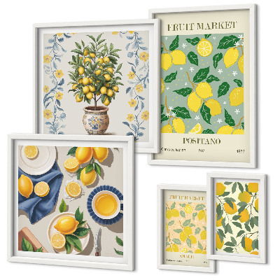 Set om 5 tavlor Citrusfruktmönster