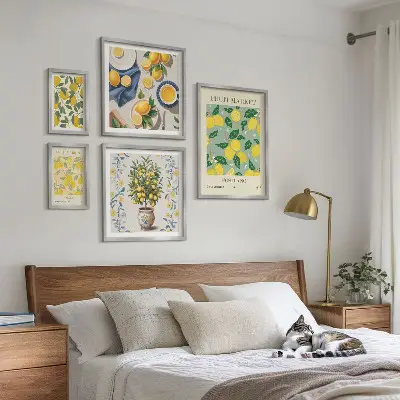 Citrusfruktmönster set om 5 tavlor