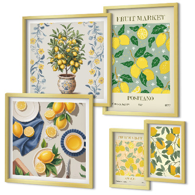 Set om 5 tavlor Citrusfruktmönster