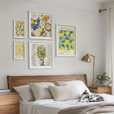 Citrusfruktmönster set om 5 tavlor