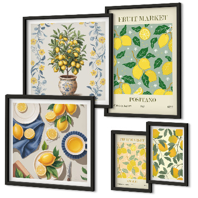 Set om 5 tavlor Citrusfruktmönster