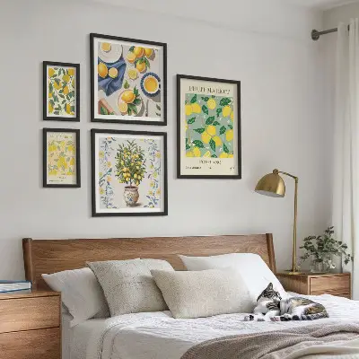 Citrusfruktmönster set om 5 tavlor