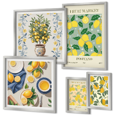Set om 5 tavlor Citrusfruktmönster