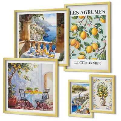 Tavelvägg Citrusinspirationer Provence med 5 tavlor