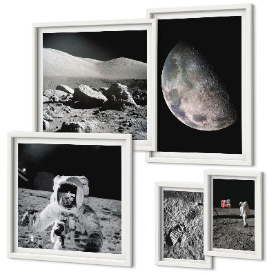 Väggdekoration tavelset Astronauternas månlandskap