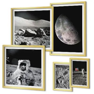 Tavelset väggdekoration med motiv av astronauternas månlandskap