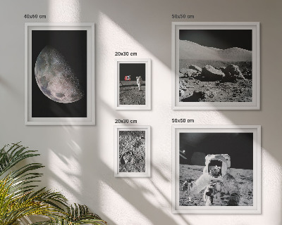 Väggdekoration tavelset Astronauternas månlandskap