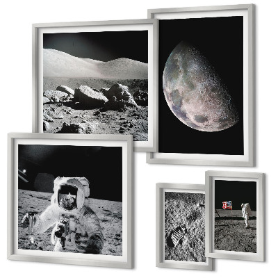 Väggdekoration tavelset Astronauternas månlandskap