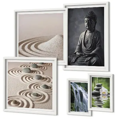 Tavelset med zen-naturmotiv set om 5 tavlor