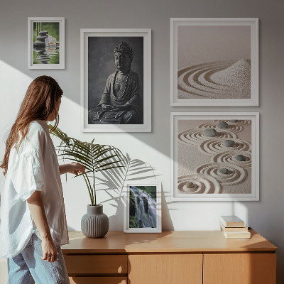 Set om 5 tavlor Avkopplande zen-naturteman
