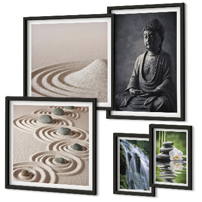Set om 5 tavlor Avkopplande zen-naturteman