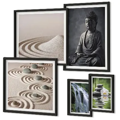 Tavelset med zen-naturmotiv set om 5 tavlor