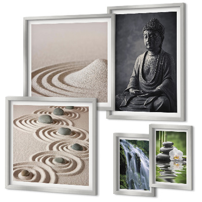 Set om 5 tavlor Avkopplande zen-naturteman