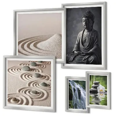 Tavelset med zen-naturmotiv set om 5 tavlor