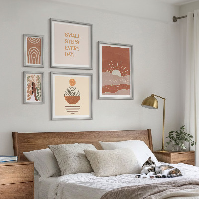 Tavelvägg med 5 tavlor Boho-stil naturpositiva slogans