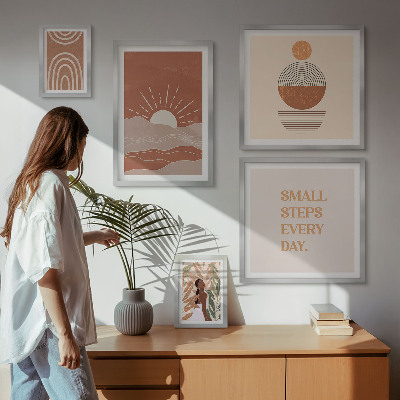 Tavelvägg med 5 tavlor Boho-stil naturpositiva slogans