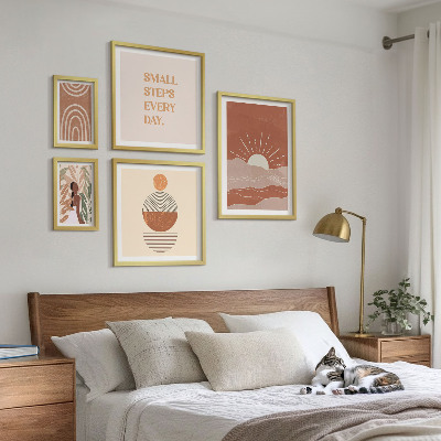 Tavelvägg med 5 tavlor Boho-stil naturpositiva slogans