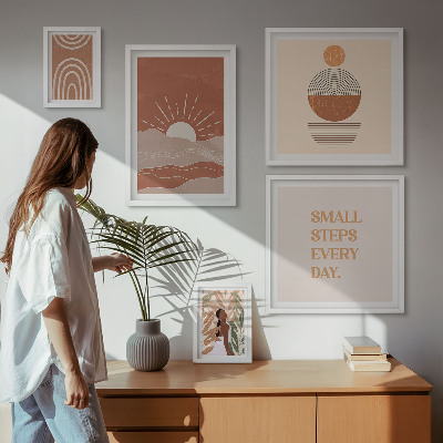 Tavelvägg med 5 tavlor Boho-stil naturpositiva slogans