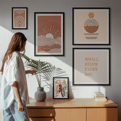 Tavelvägg med 5 tavlor Boho-stil naturpositiva slogans
